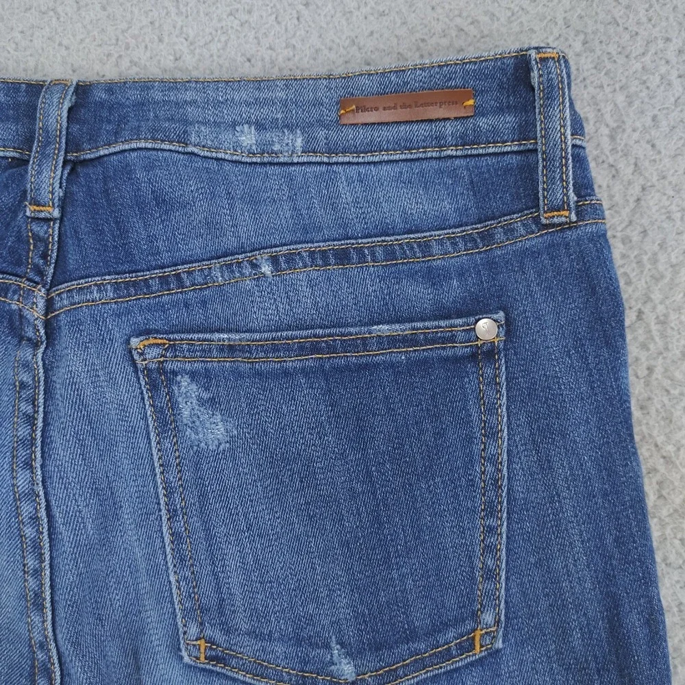 Pilcro and the Letterpress Jeans Womens 29 Blue Hyphen Medium Wash Distressed